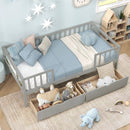 Twin Daybed with Fence and 2 Drawers Kids Bed for Boys & Girls by LJGDeals
