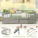 Twin Daybed with Fence and 2 Drawers Kids Bed for Boys & Girls by LJGDeals