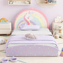 Twin Floor Bed Frame Upholstered Twin Size Kids Floor Bed with 210D Oxford Cloth Floor Mat