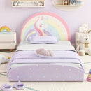 Twin Floor Bed Frame Upholstered Twin Size Kids Floor Bed with 210D Oxford Cloth Floor Mat by LJGDeals