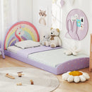 Twin Floor Bed Frame Upholstered Twin Size Kids Floor Bed with 210D Oxford Cloth Floor Mat by LJGDeals