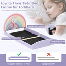 Twin Floor Bed Frame Upholstered Twin Size Kids Floor Bed with 210D Oxford Cloth Floor Mat