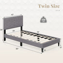 Twin/Full/Queen Size Bed Frame Modern Platform Bed with Linen Fabric Upholstered Headboard by LJGDeals