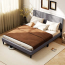 Twin/Full/Queen Size Bed Frame Modern Platform Bed with Linen Fabric Upholstered Headboard by LJGDeals