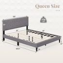 Twin/Full/Queen Size Bed Frame Modern Platform Bed with Linen Fabric Upholstered Headboard