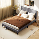 Twin/Full/Queen Size Bed Frame Modern Platform Bed with Linen Fabric Upholstered Headboard by LJGDeals