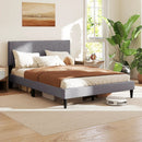 Twin/Full/Queen Size Bed Frame Modern Platform Bed with Linen Fabric Upholstered Headboard by LJGDeals