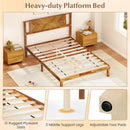 Twin/Full/Queen Size Bed Frame Mid-Century Acacia Wood Platform Bed with Headboard by LJGDeals