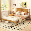 Twin/Full/Queen Size Bed Frame Mid-Century Acacia Wood Platform Bed with Headboard