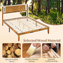 Twin/Full/Queen Size Bed Frame Mid-Century Acacia Wood Platform Bed with Headboard