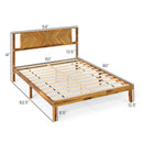 Twin/Full/Queen Size Bed Frame Mid-Century Acacia Wood Platform Bed with Headboard by LJGDeals