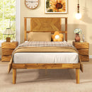 Twin/Full/Queen Size Bed Frame Mid-Century Acacia Wood Platform Bed with Headboard by LJGDeals