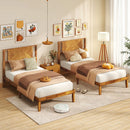 Twin/Full/Queen Size Bed Frame Mid-Century Acacia Wood Platform Bed with Headboard by LJGDeals