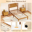 Twin/Full/Queen Size Bed Frame Mid-Century Acacia Wood Platform Bed with Headboard by LJGDeals