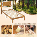 Twin/Full/Queen Size Bed Frame Mid-Century Acacia Wood Platform Bed with Headboard by LJGDeals