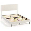 Twin/Full/Queen Size Velvet Bed Frame Upholstered Platform Bed with Chevron Headboard Beige by LJGDeals