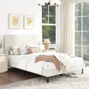 Twin/Full/Queen Size Velvet Bed Frame Upholstered Platform Bed with Chevron Headboard Beige by LJGDeals