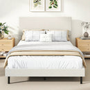 Twin/Full/Queen Size Velvet Bed Frame Upholstered Platform Bed with Chevron Headboard Beige by LJGDeals