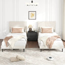 Twin/Full/Queen Size Velvet Bed Frame Upholstered Platform Bed with Chevron Headboard Beige by LJGDeals