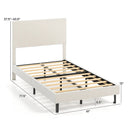Twin/Full/Queen Size Velvet Bed Frame Upholstered Platform Bed with Chevron Headboard Beige by LJGDeals