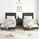 Twin/Full/Queen Size Velvet Bed Frame Upholstered Platform Bed with Chevron Headboard Gray by LJGDeals