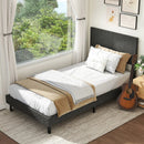 Twin/Full/Queen Size Velvet Bed Frame Upholstered Platform Bed with Chevron Headboard Gray by LJGDeals