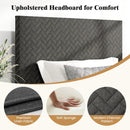 Twin/Full/Queen Size Velvet Bed Frame Upholstered Platform Bed with Chevron Headboard Gray by LJGDeals