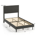 Twin/Full/Queen Size Velvet Bed Frame Upholstered Platform Bed with Chevron Headboard Gray by LJGDeals