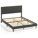 Twin/Full/Queen Size Velvet Bed Frame Upholstered Platform Bed with Chevron Headboard Gray by LJGDeals