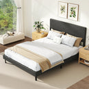 Twin/Full/Queen Size Velvet Bed Frame Upholstered Platform Bed with Chevron Headboard Gray by LJGDeals