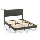 Twin/Full/Queen Size Velvet Bed Frame Upholstered Platform Bed with Chevron Headboard Gray by LJGDeals