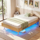 Twin/Full/Queen Size Floating Bed Frame with LED Lights for Bedroom by LJGDeals