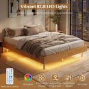 Twin/Full/Queen Size Floating Bed Frame with LED Lights for Bedroom by DirectDeals
