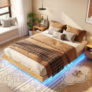 Twin/Full/Queen Size Floating Bed Frame with LED Lights for Bedroom by LJGDeals