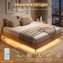 Twin/Full/Queen Size Floating Bed Frame with LED Lights for Bedroom by LJGDeals