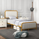 Upholstered Gold Platform Bed Frame with Velvet Headboard by LJGDeals