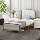 Upholstered Gold Platform Bed Frame with Velvet Headboard by LJGDeals