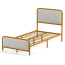 Upholstered Gold Platform Bed Frame with Velvet Headboard by LJGDeals