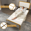 Upholstered Gold Platform Bed Frame with Velvet Headboard by LJGDeals