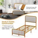 Upholstered Gold Platform Bed Frame with Velvet Headboard by LJGDeals