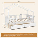 Twin House Bed with 2 Storage Drawers and Roof & Fence Rails