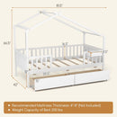 Twin House Bed with 2 Storage Drawers and Roof & Fence Rails by LJGDeals