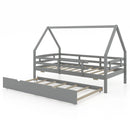 Twin House Bed with Trundle and Fence Rail by LJGDeals
