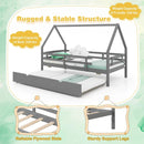 Twin House Bed with Trundle and Fence Rail by LJGDeals