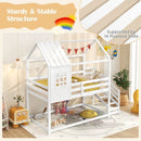 Twin House Bed with Stairs and Roof for Kids-White by LJGDeals