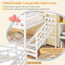 Twin House Bed with Stairs and Roof for Kids-White