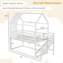 Twin House Bed with Stairs and Roof for Kids-White by LJGDeals