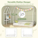 Twin House Floor Bed Montessori Bed Frame with Storage Shelf-White by LJGDeals