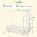 Twin House Floor Bed Montessori Bed Frame with Storage Shelf-White by LJGDeals