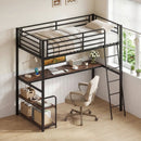 Twin Loft Bed with Desk and Shelves for Kids and Adults by LJGDeals
